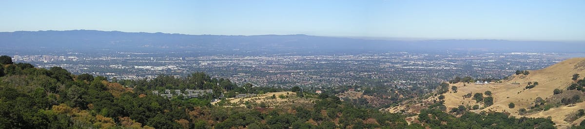 The Santa Clara Valley spread out below the ridges of Alum Rock Park