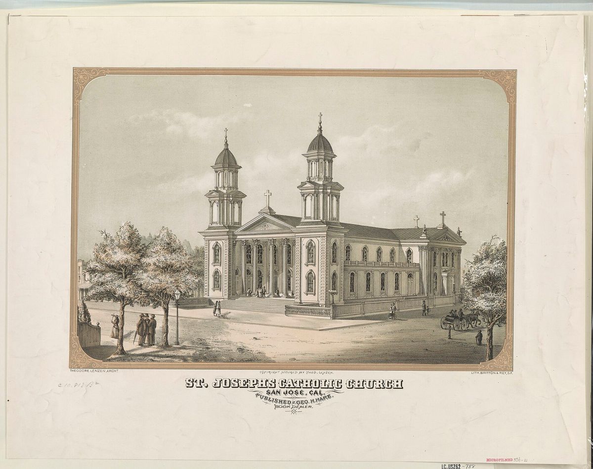 St. Joseph's Church, now the cathedral basilica, in an early photographic print